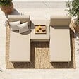 OVIALA - Salon de jardin bas modulable uni 3 places beige - Patio - vignette
