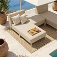 OVIALA - Salon de jardin bas modulable uni 3 places beige - Patio - vignette