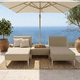 OVIALA - Salon de jardin bas modulable uni 3 places beige - Patio - vignette