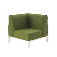 OVIALA - Fauteuil d'angle pour salon de jardin modulable tissu vert kaki - Patio - vignette