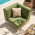 OVIALA - Fauteuil d'angle pour salon de jardin modulable tissu vert kaki - Patio - vignette