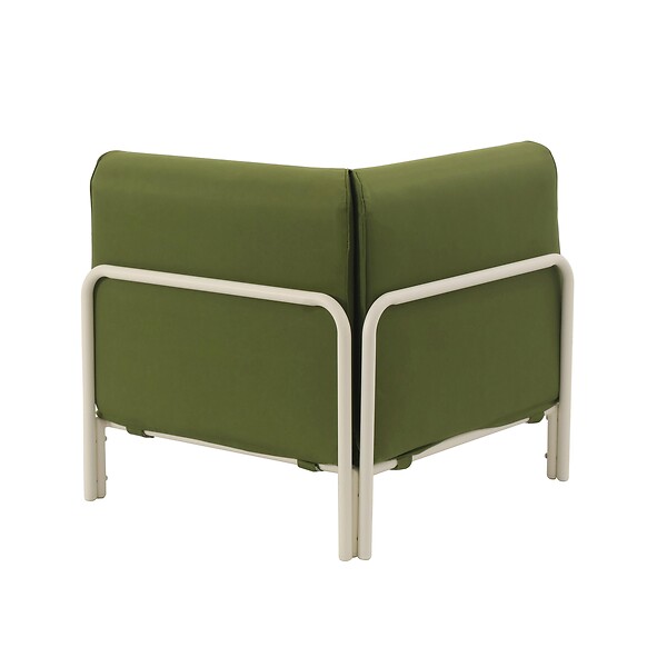 OVIALA - Fauteuil d'angle pour salon de jardin modulable tissu vert kaki - Patio - large