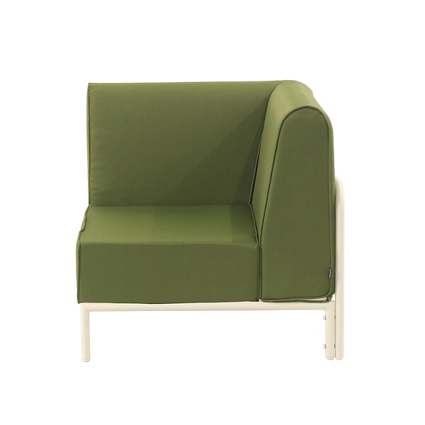 OVIALA - Fauteuil d'angle pour salon de jardin modulable tissu vert kaki - Patio - large