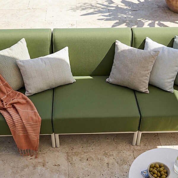 OVIALA - Salon de jardin bas modulable uni 3 places vert kaki - Patio - large