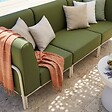 OVIALA - Salon de jardin bas modulable uni 3 places vert kaki - Patio - vignette