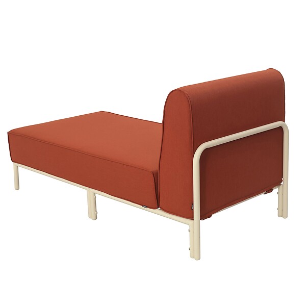 OVIALA - Méridienne pour salon de jardin modulable en tissu terracotta - Patio - large