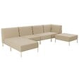OVIALA - Salon de jardin bas modulable uni 5 places beige - Patio - vignette
