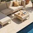 OVIALA - Salon de jardin bas modulable uni 5 places beige - Patio - vignette