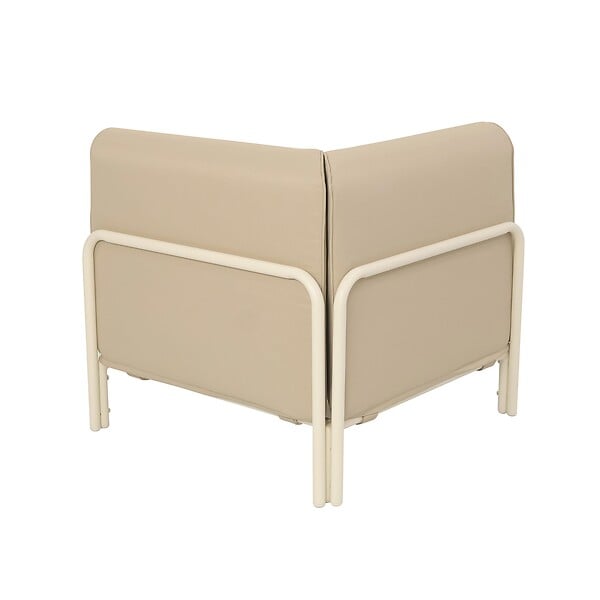 OVIALA - Fauteuil d'angle pour salon de jardin modulable tissu beige - Patio - large