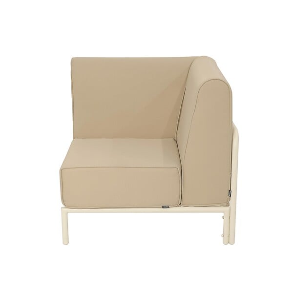 OVIALA - Fauteuil d'angle pour salon de jardin modulable tissu beige - Patio - large