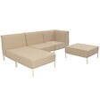 OVIALA - Salon de jardin bas modulable uni 4 places beige - Patio - vignette
