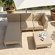 OVIALA - Salon de jardin bas modulable uni 4 places beige - Patio - vignette
