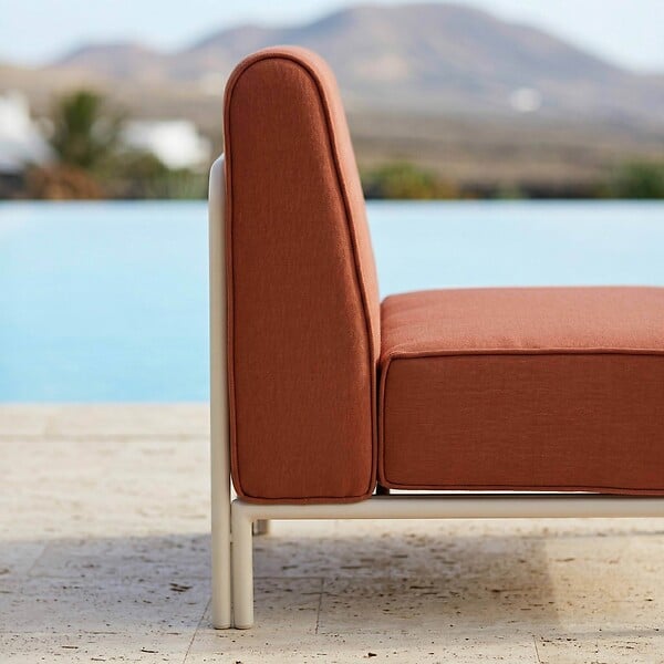 OVIALA - Chauffeuse pour salon pour jardin modulable en tissu terracotta - Patio - large