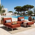 OVIALA - Salon de jardin bas modulable uni 3 places terracotta - Patio - vignette