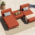 OVIALA - Salon de jardin bas modulable uni 3 places terracotta - Patio - vignette