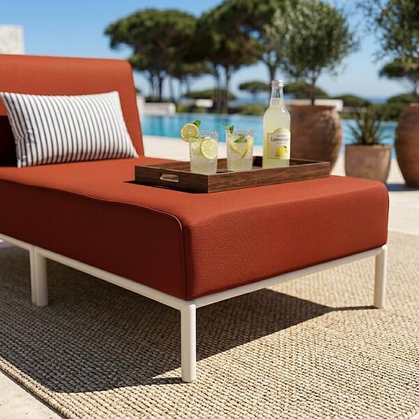 OVIALA - Salon de jardin bas modulable uni 3 places terracotta - Patio - large