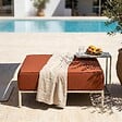 OVIALA - Pouf pour salon de jardin modulable en tissu terracotta - Patio - vignette