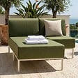 OVIALA - Salon de jardin bas modulable uni 2 places vert kaki - Patio - vignette