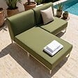OVIALA - Salon de jardin bas modulable uni 2 places vert kaki - Patio - vignette