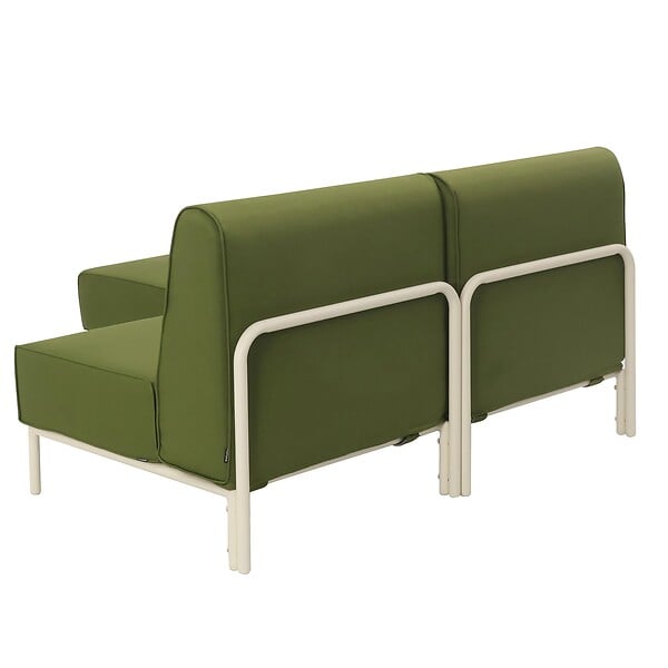 OVIALA - Salon de jardin bas modulable uni 2 places vert kaki - Patio - large