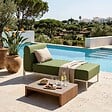 OVIALA - Salon de jardin bas modulable uni 2 places vert kaki - Patio - vignette