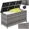 TECTAKE - Boîte de rangement Kuusamo, en rotin, avec structure en aluminium et roulettes gris - vignette