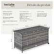TECTAKE - Boîte de rangement Kuusamo, en rotin, avec structure en aluminium et roulettes gris - vignette