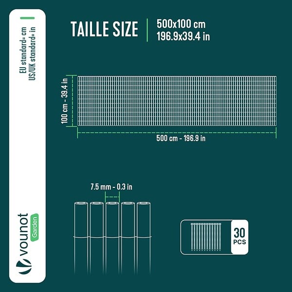 VOUNOT - Clôture en canisse PVC 100x500cm Anthracite - large