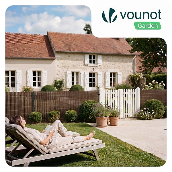 VOUNOT - Clôture en canisse PVC 100x300cm imitation osier marron - large
