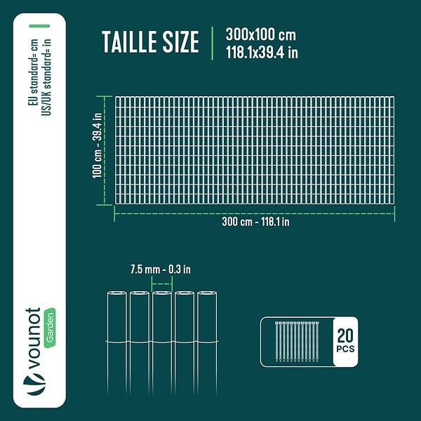 VOUNOT - Clôture en canisse PVC 100x300cm imitation osier marron - large