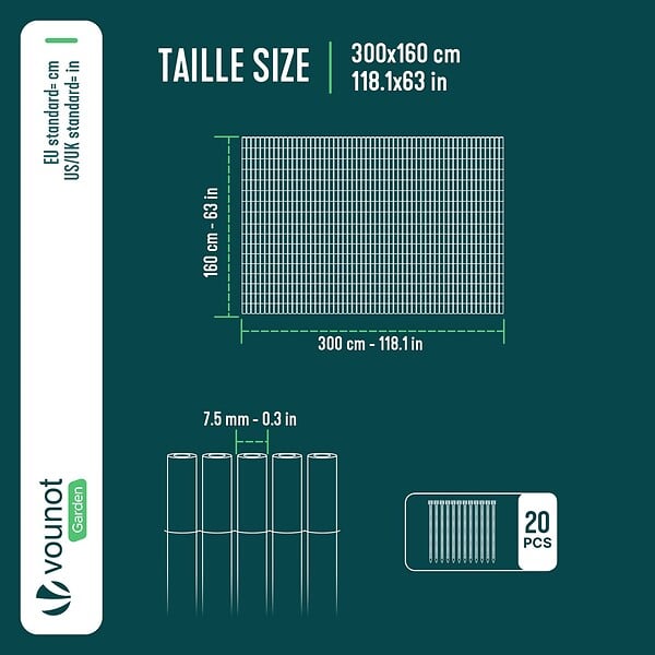 VOUNOT - Clôture en canisse PVC 160x300cm Anthracite - large