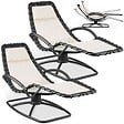 TECTAKE - Chaise longue jardin ergonomique basculante beige en textilène coussin amovible accoudoirs rembourrés acier 77x170x83cm 120kg - vignette