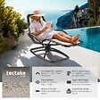 TECTAKE - Chaise longue jardin ergonomique basculante beige en textilène coussin amovible accoudoirs rembourrés acier 77x170x83cm 120kg - vignette