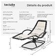 TECTAKE - Chaise longue jardin ergonomique basculante beige en textilène coussin amovible accoudoirs rembourrés acier 77x170x83cm 120kg - vignette