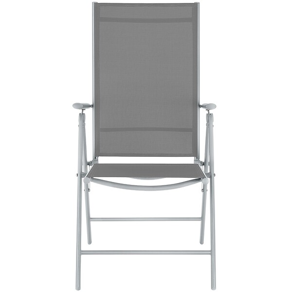 TECTAKE - Chaises de jardin pliantes avec dossier réglable, en tissu maillé argent - large