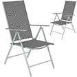 TECTAKE - Chaises de jardin pliantes avec dossier réglable, en tissu maillé argent - vignette