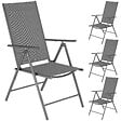 TECTAKE - Chaises de jardin pliantes avec dossier réglable, en tissu maillé gris anthracite - vignette