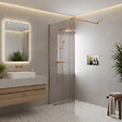 OTITEC - Paroi de douche italienne flûtée - 120 x 195 cm - Cuivre brossé - LINEA - vignette