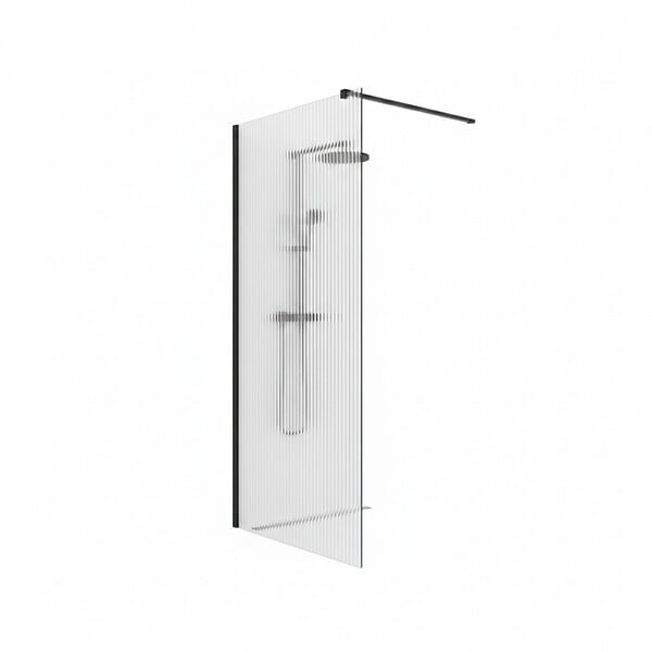 OTITEC - Paroi de douche italienne flûtée - 100 x 195 cm - Noir - LINEA - large