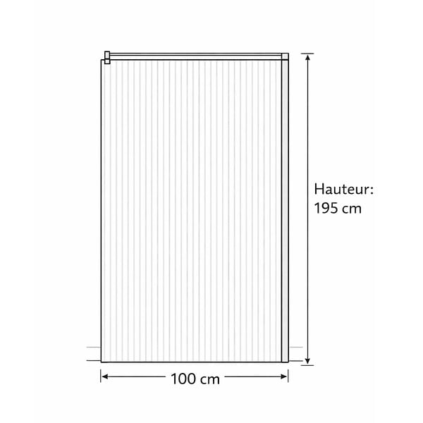 OTITEC - Paroi de douche italienne flûtée - 100 x 195 cm - Noir - LINEA - large