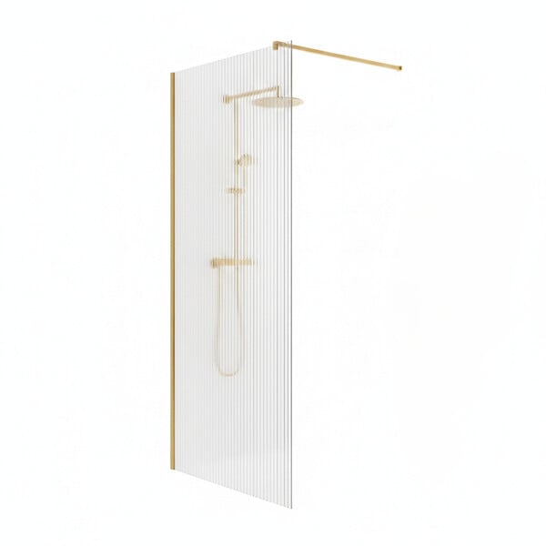 OTITEC - Paroi de douche italienne flûtée - 110 x 195 cm - Or brossé - LINEA - large