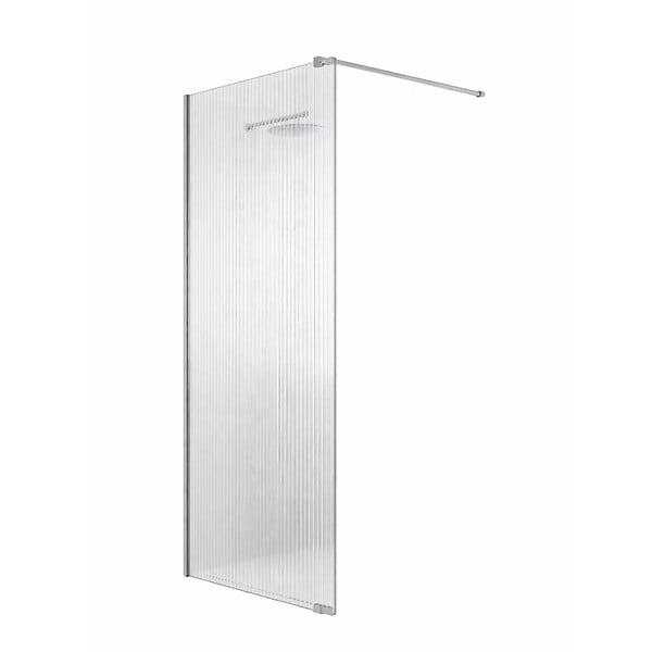 OTITEC - Paroi de douche italienne flûtée - 100 x 195 cm - Chrome - LINEA - large