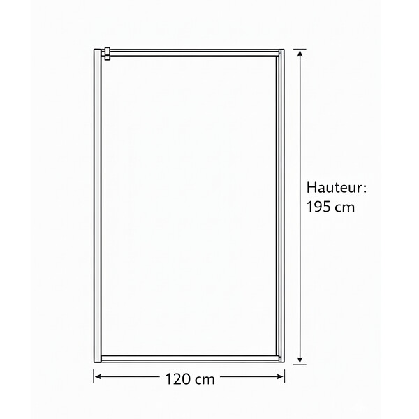 OTITEC - Paroi de douche italienne Clear - 120 x 195 cm - Chrome - LINEA - large