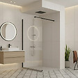 OTITEC - Paroi de douche italienne flûtée - 110 x 195 cm - Noir - Gauche - LUCIA - vignette