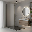 OTITEC - Paroi de douche italienne flûtée - 110 x 195 cm - Noir - Gauche - LUCIA - vignette