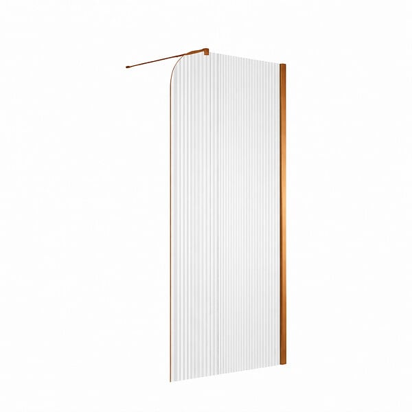 OTITEC - Paroi de douche italienne flûtée - 120 x 195 cm - Cuivre brossé - Droite - LUCIA - large