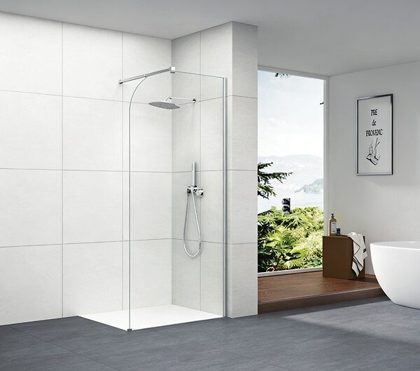 OTITEC - Paroi de douche italienne Clear - 110 x 195 cm - Chrome - Droite - LUCIA - large