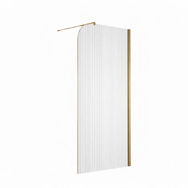 OTITEC - Paroi de douche italienne flûtée - 110 x 195 cm - Or brossé - Droite - LUCIA - large