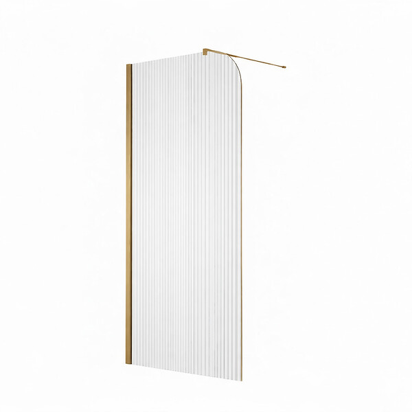 OTITEC - Paroi de douche italienne flûtée - 110 x 195 cm - Or brossé - Gauche - LUCIA - large