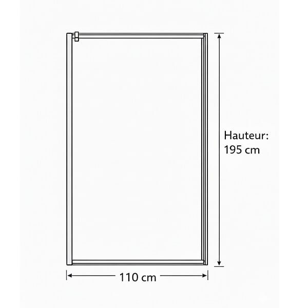 OTITEC - Paroi de douche italienne Clear - 110 x 195 cm - Cuivre brossé - LINEA - large